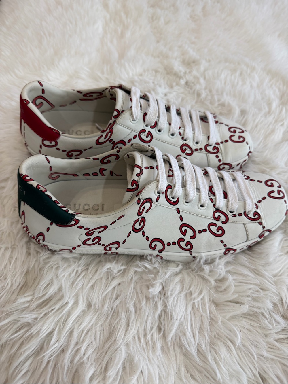 Gucci Ace 'GG Print' Men's Sneakers White
Leather Red Green Size 7.5 / US 8